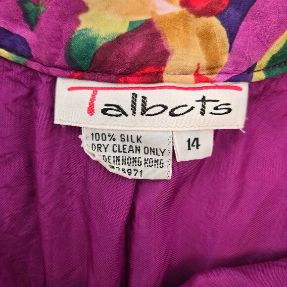Talbots 100% Silk Floral Skirt Size 14 - Picture 3 of 6